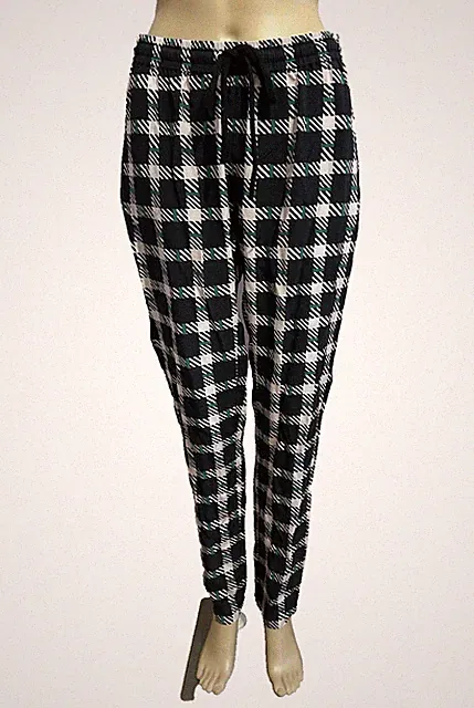 MARKUS LUPFER reine Seide schwarz kariert kariert leichte Tapered Hose XS UK 6-8