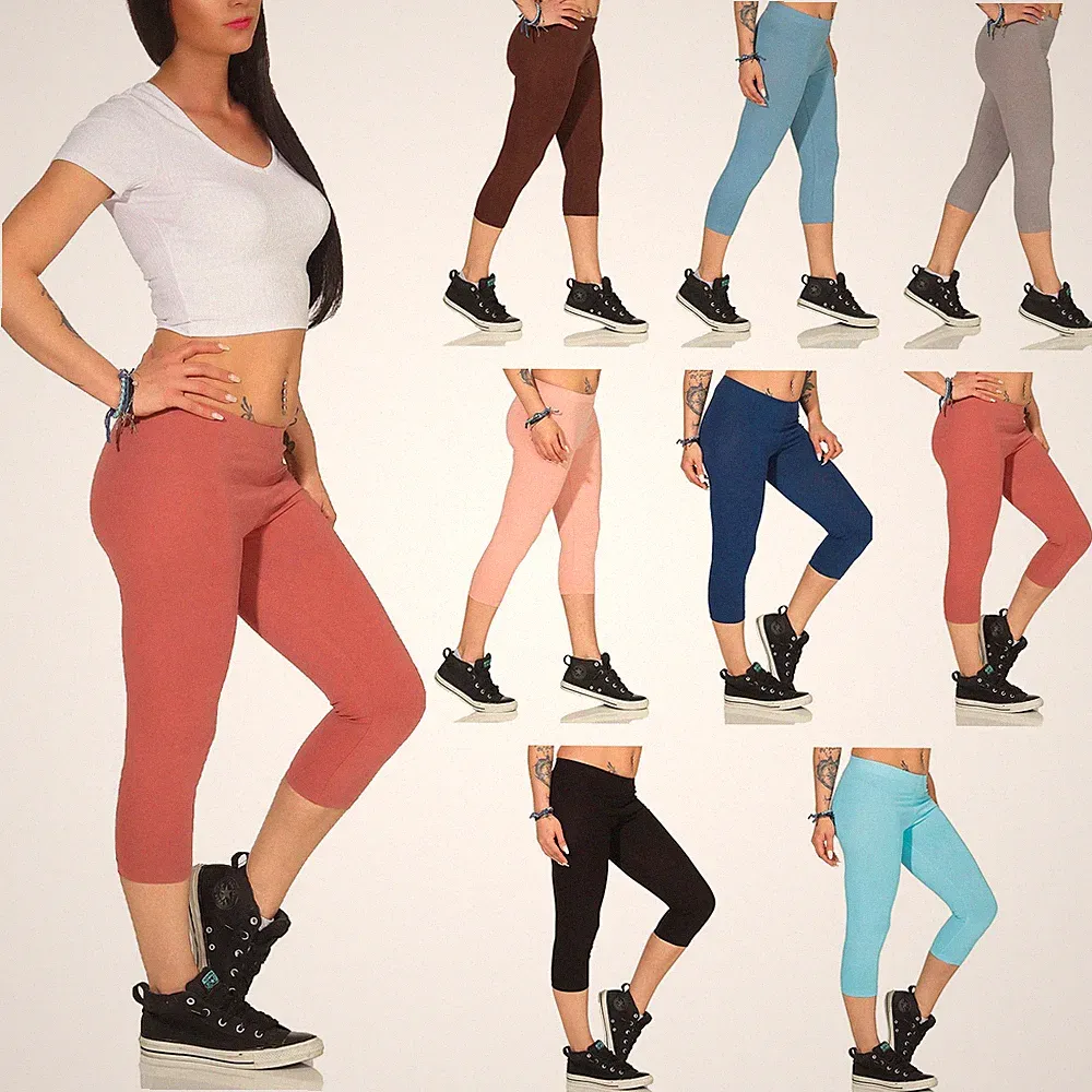 Mellice - 3er Pack Damen 3/4 Capri Leggings Jogginghose