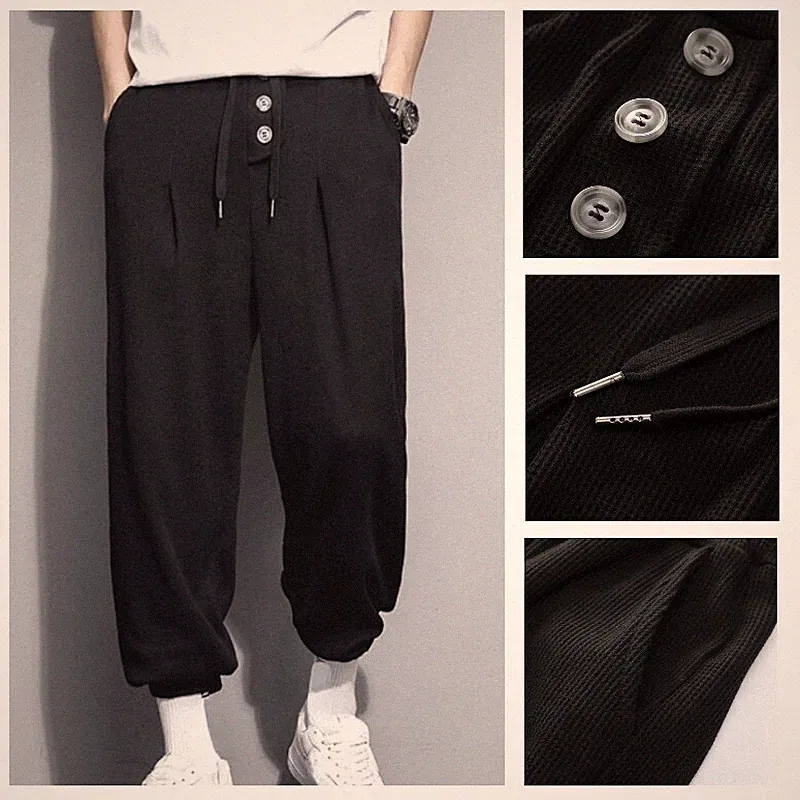 Men Lose Harem Jogginghose Sweatpants Kordelzughose Schwarz