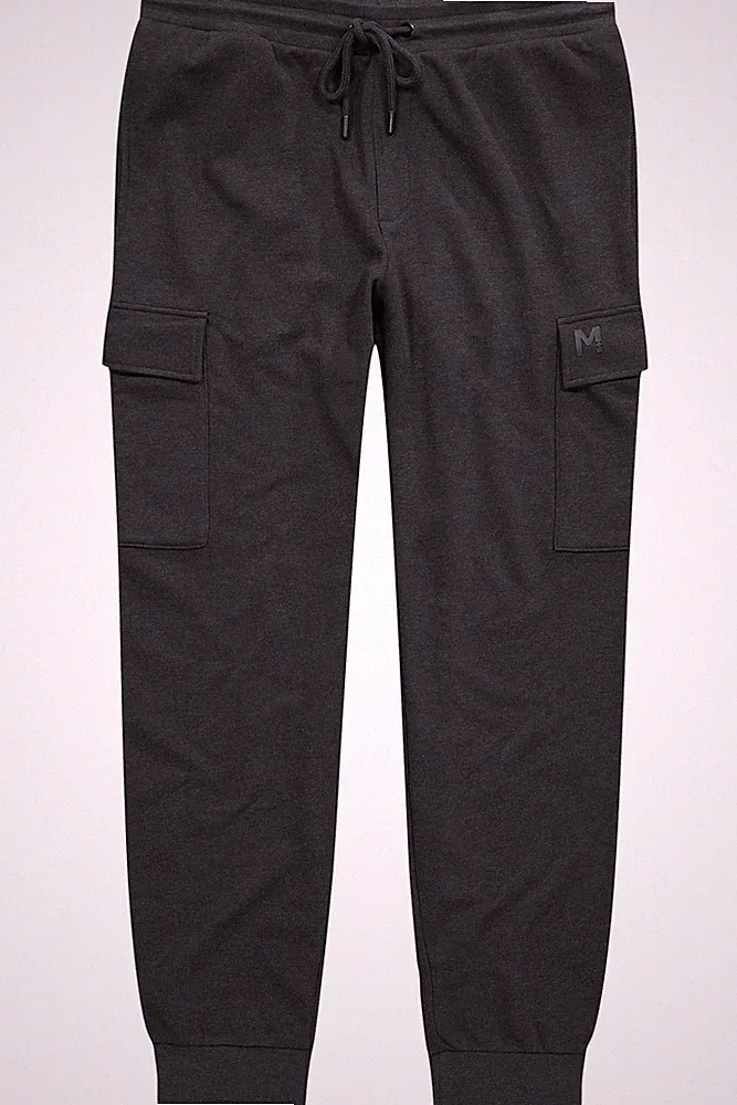 Men Plus große Größen Cargohose lang L dunkelgrau melange Cargo Jogginghose