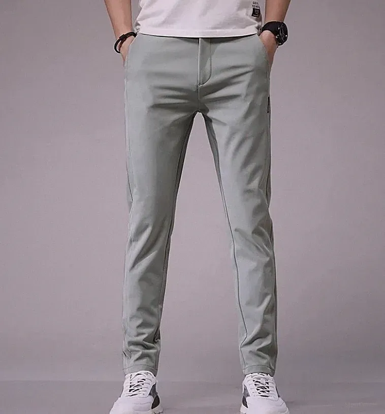 Men’s Luxury Golf Black Trousers Ultra-Thin Slim Fit Stretch Casual Pants