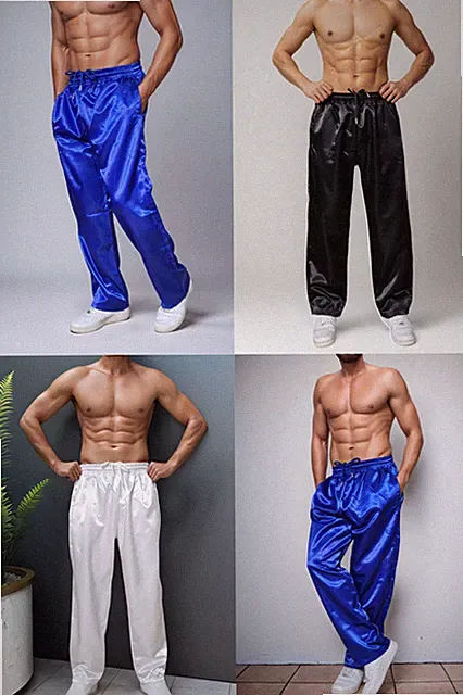 Men’s Shiny Satin Baggy Pants – Stylish & Trendy Sportswear