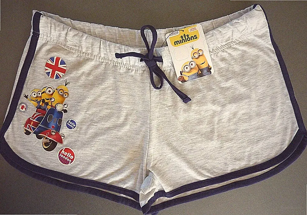 Minions Shorts Damen Hose kurz 36 38 40 Sommer Sport Freizeit Hello London Neu