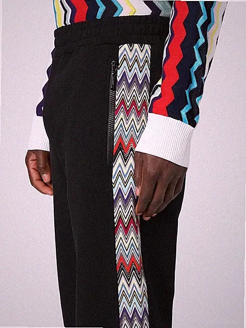 MISSONI US23SI0G COTTON FLEECE SPORT WITH CHEVRON INSERT Black L