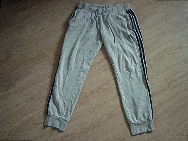 moderne lange Jogging Training Freizeit Sport Hose graumeliert Gr. 42 v. adidas
