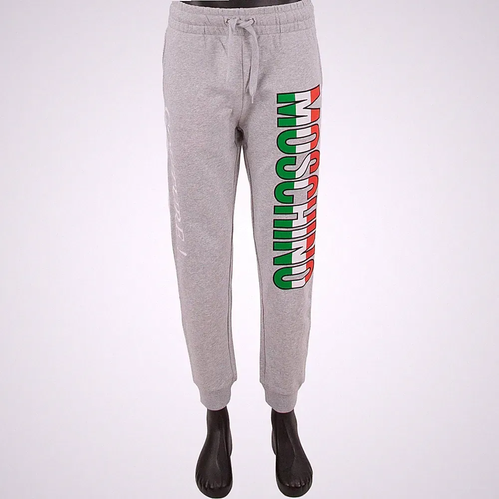 MOSCHINO COUTURE Italien Flagge Logo Jogginghose Hose Taschen Grau Pants 13408
