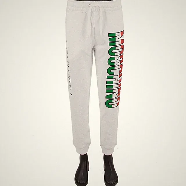 MOSCHINO COUTURE Italien Flagge Logo Jogginghose Hose Taschen Weiß Pants 13407