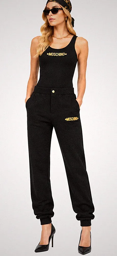 Moschino Couture! Milano Jogginghose Gold Metal Logo Sweatpants Hose Jogpants L