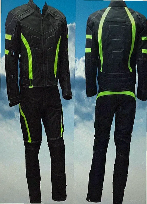 MOTORRADKOMBI,TEXTIL Herren Grün JACKE+HOSE Wasserdicht Mit CE Protektoren