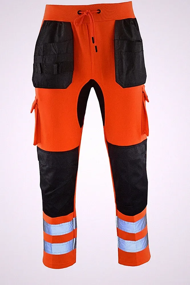 MS9 Herren Hi-Vis Viz Fleece Cargo Arbeitshose Warnschutz Jogginghose Workwear