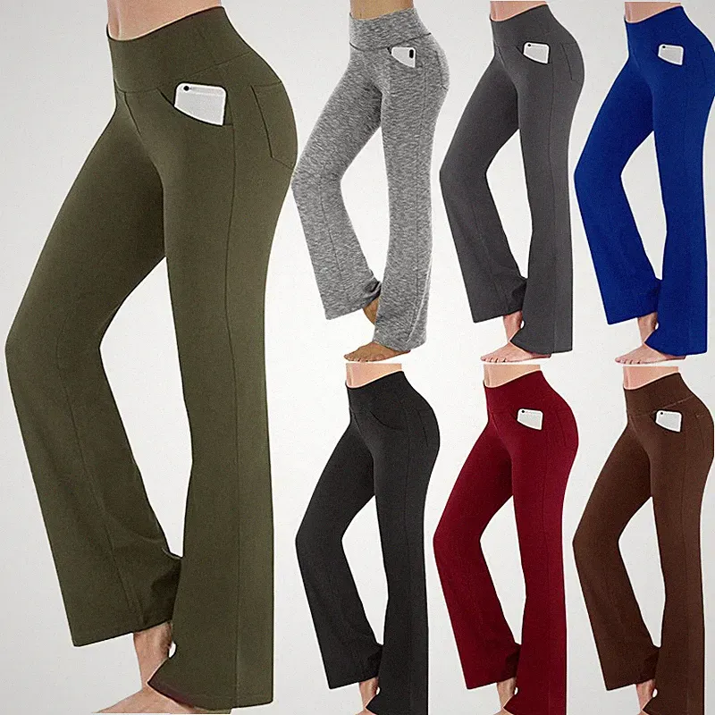 Neu Damen Weites Bein Bootcut Fitness Yogahose Slim Fit Jogging Training Pants
