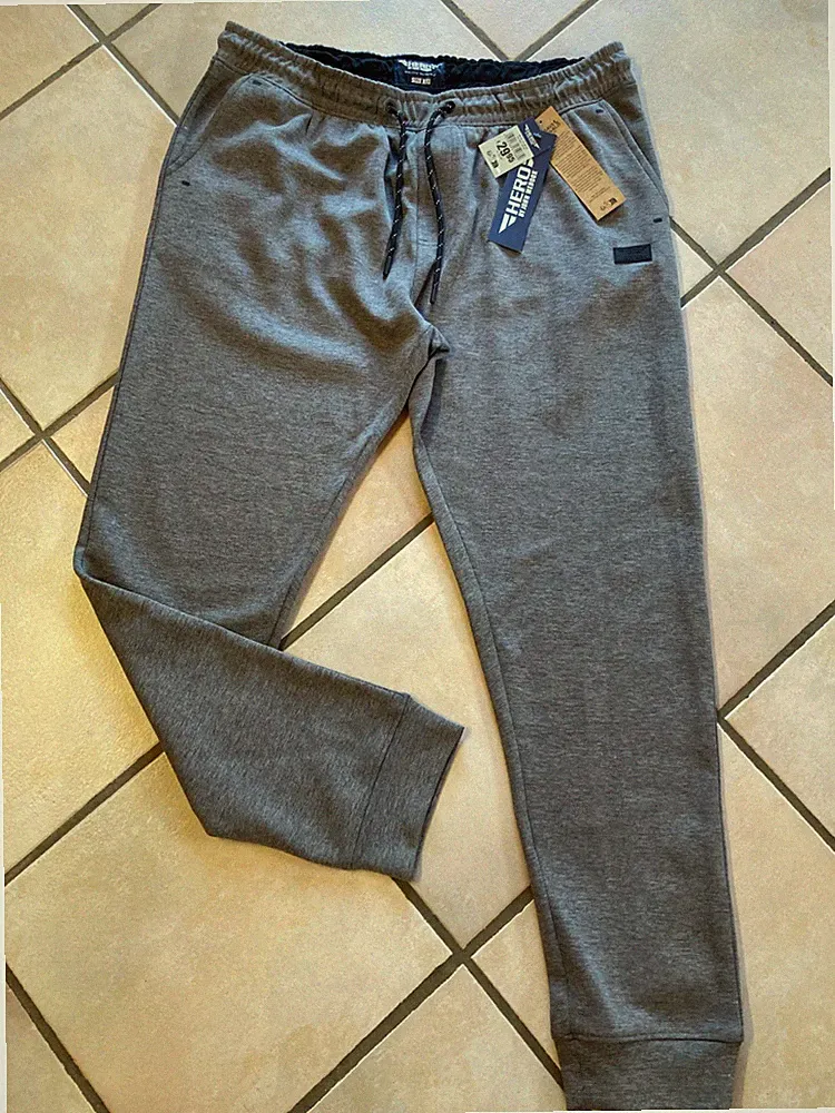 NEU+ETIKETT HERO HERREN-JOGGING-HOSE XXL/56 TASCHEN BINDEKORDEL GRAU-MEL.(85)