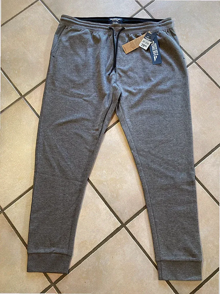 NEU+ETIKETT HERO HERREN-JOGGINGHOSE 3XL/58 TASCHEN BINDEKORDEL GRAU-MELANGE(85)