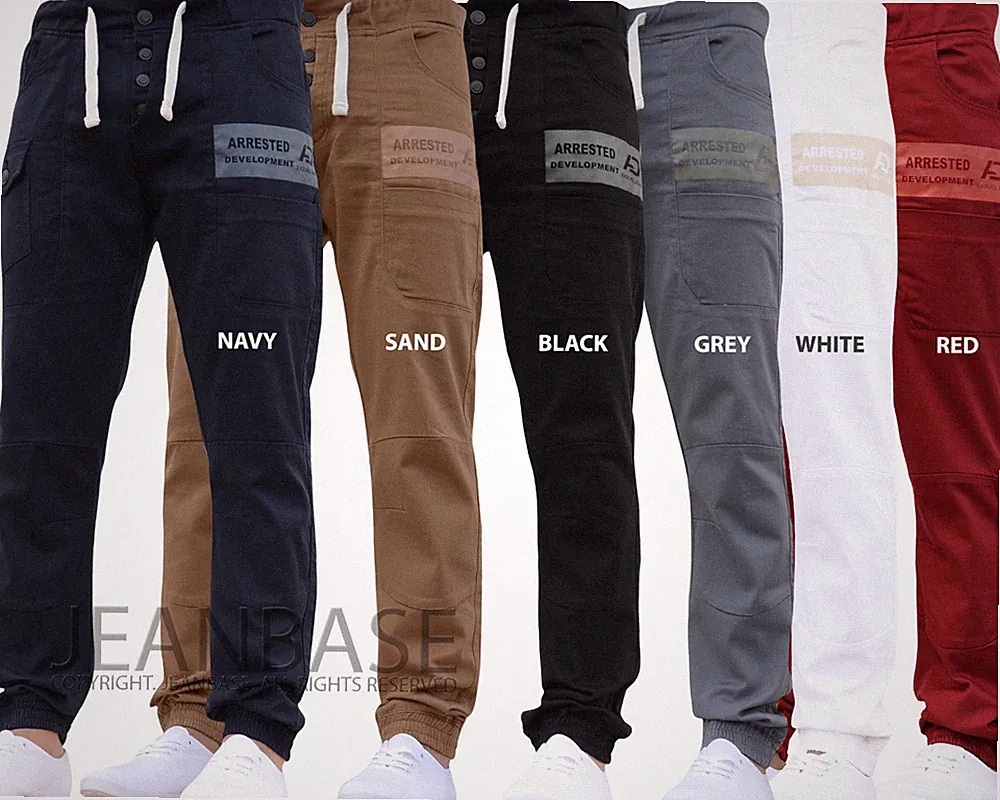 Neu Herren AD Designer Stretch Bündchen Jogger Jeans Chino Hose Taille Größe 28-48