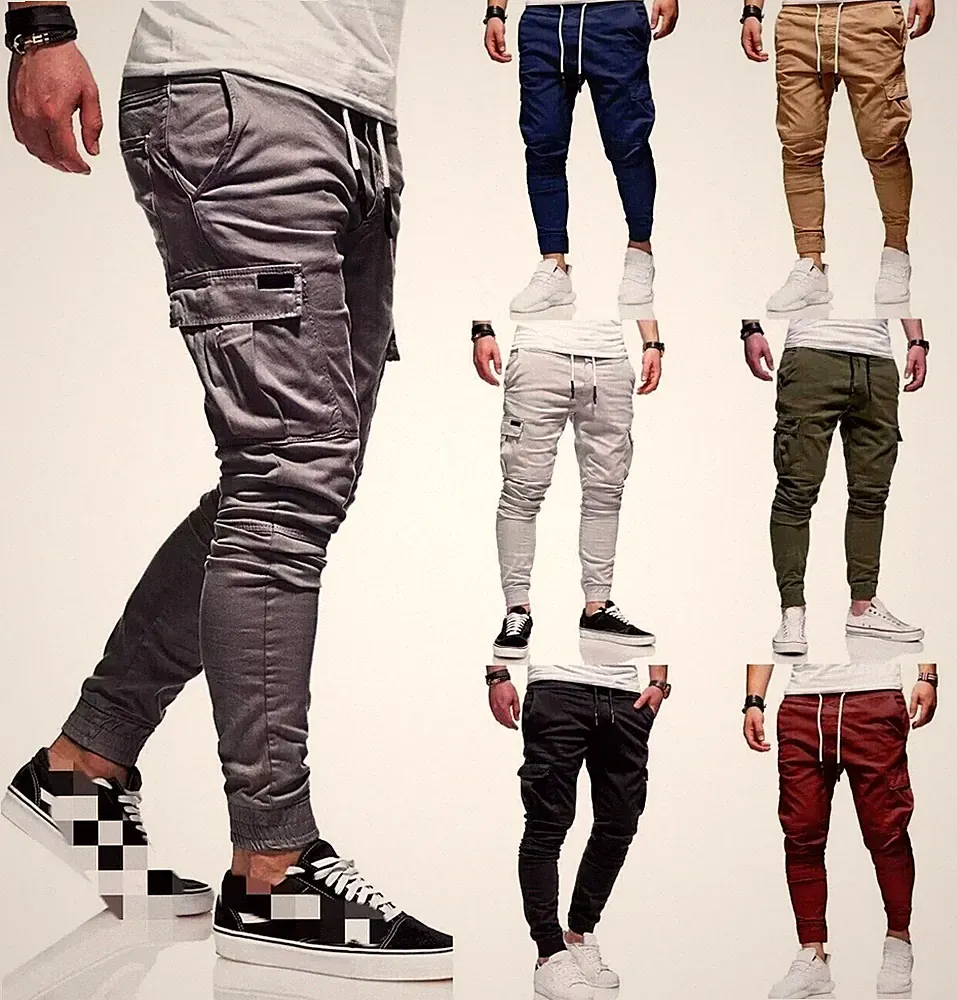 Neu Herren Cargo Chino Hose Jogger Jeans Cargohose Jogginghose Stretch Pants