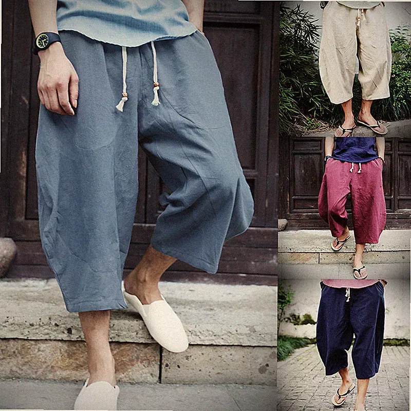 neu Herren-Haremshose Mit Weitem Bein Lässig Baggy Einfarbig Jogginghose Yoga