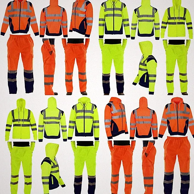 NEU HERREN HI VIS VIZ HOSE SICHERHEIT ARBEITSKLEIDUNG JOGGINGHOSE HOSE KAPUZENPULLOVER TOP