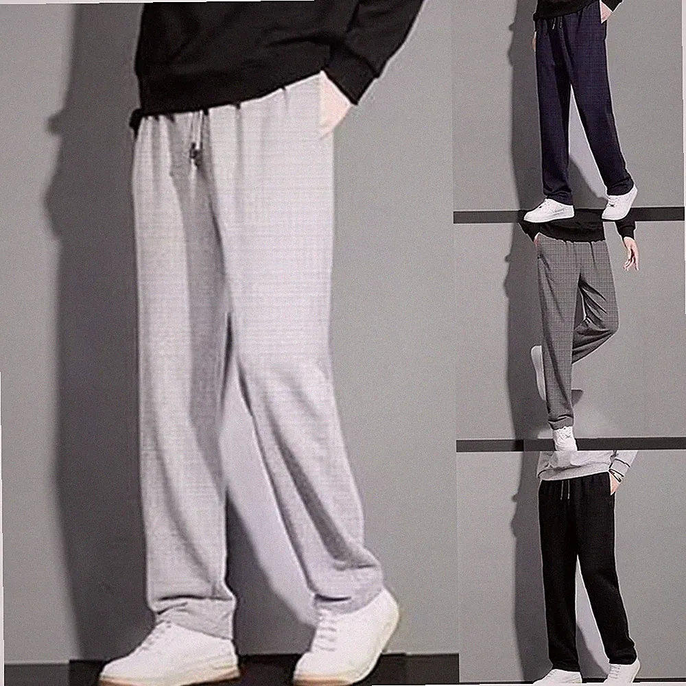 Neu Herren Locker Gerade Freizeithose Elastisch Einfarbig Sport Jogginghose