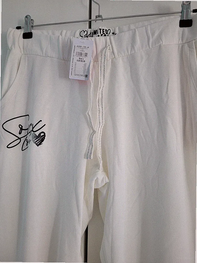 NEU ❗️Soccx Jogginghose Sweatpant Gr. 40/L Creme Glitzer Aufdruck Limited Edit