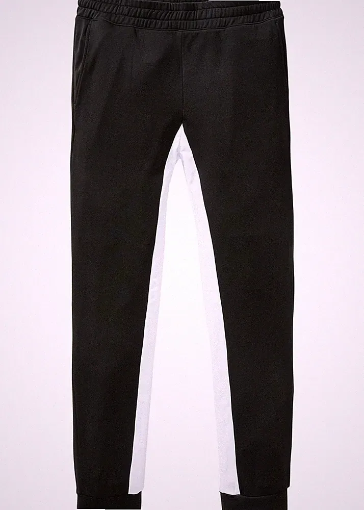 Neu Trainingshose Gr. 52/54 (L) Schwarz-Weiss Herren Sportliche Jogging-Hose