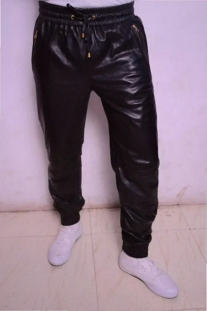 Neue Herren Leder Jogginghose | Echtes weiches Lammleder Jogginghose Hose 34.