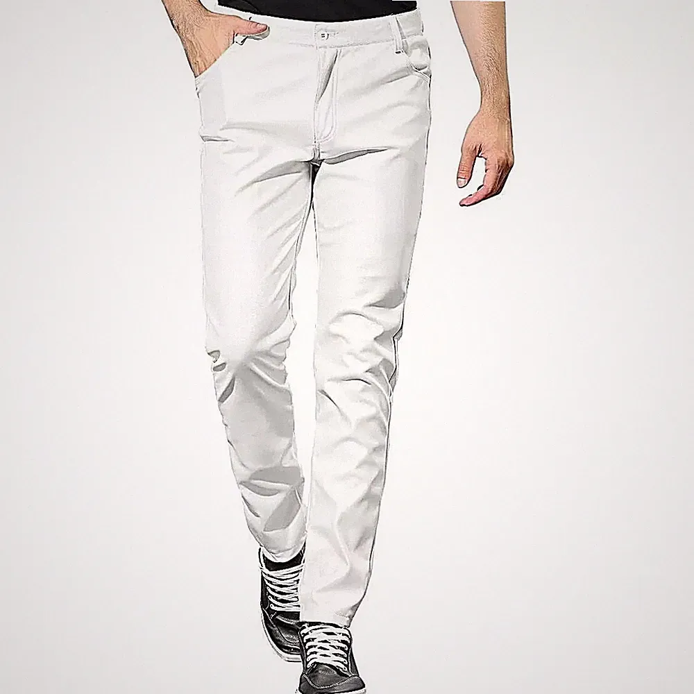 Neue weiße Premium Lederhose für Herren. Echtes weiches Lammleder Jeans Hose 34