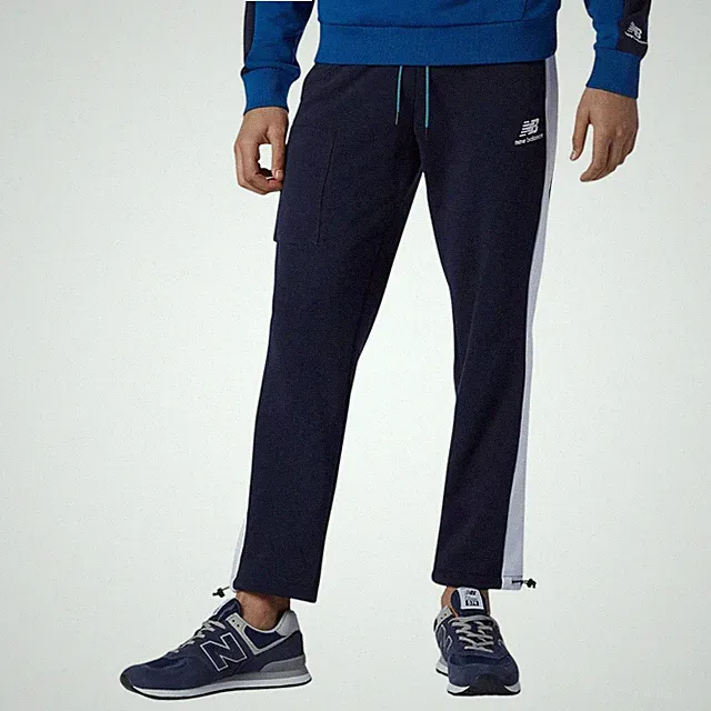 New Balance Herren Athletics Fleece Track Pants Jogger Navy Weiß Retro BNWT