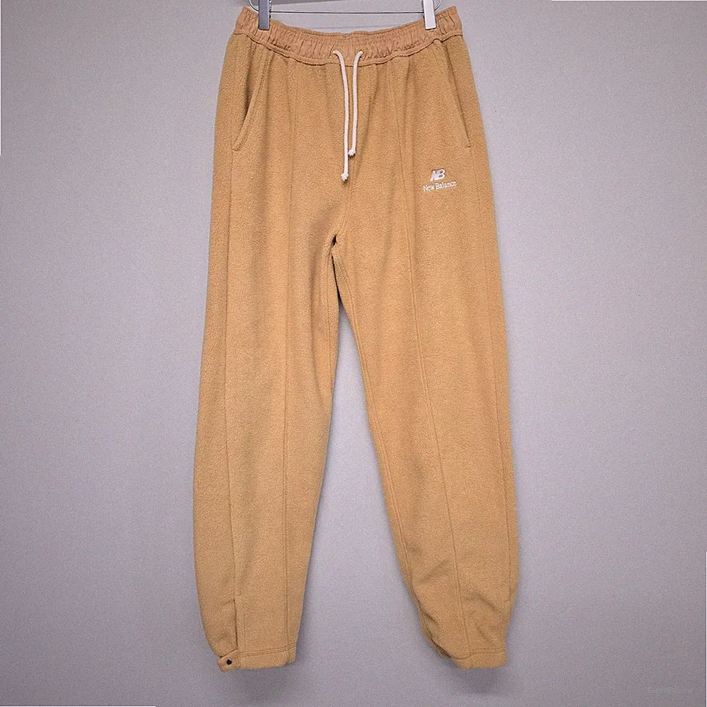 New Balance Made in USA Sherpa Fleece Pants Mens M Tan Snap Cuff Gorpcore