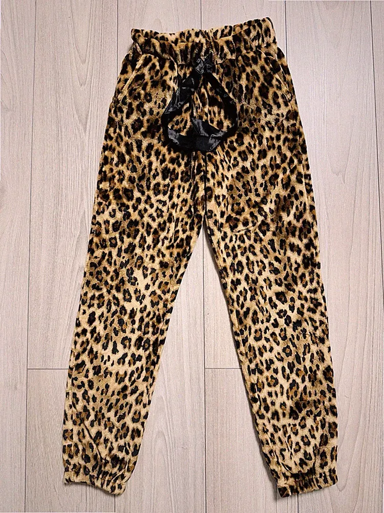 New Yorker Damen Leo Plüsch Jogginghose XXS Leopard Satin Neu