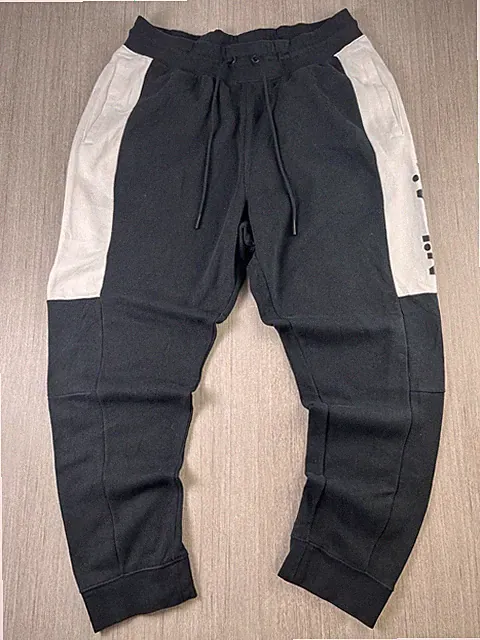 Nike Air Herren Fleece Jogginghose Schwarz Weiß Color Block Trainingshose Größe L