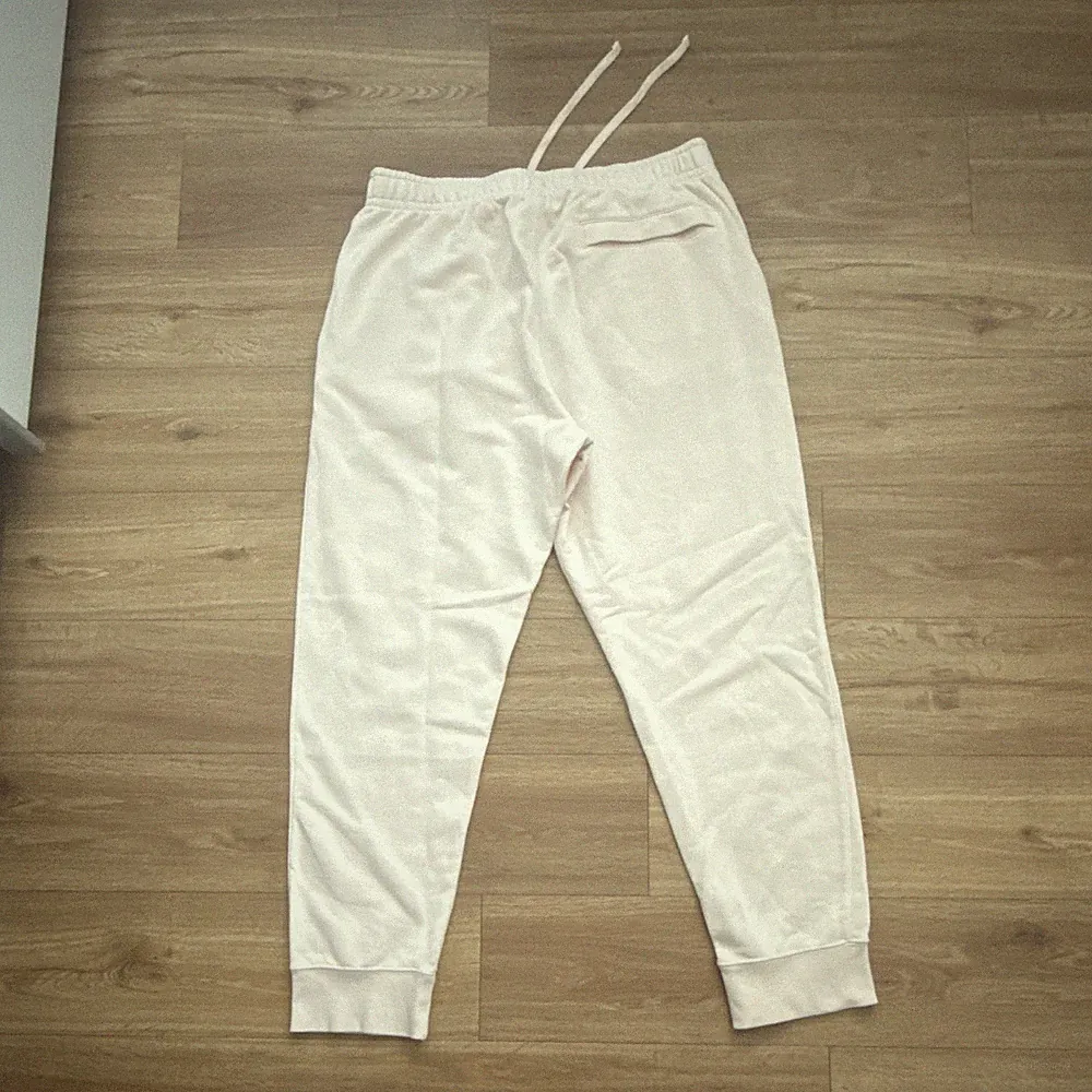 Nike Damen Jogginghose Beige L Baumwolle Kordelzug Tapered für Fitness