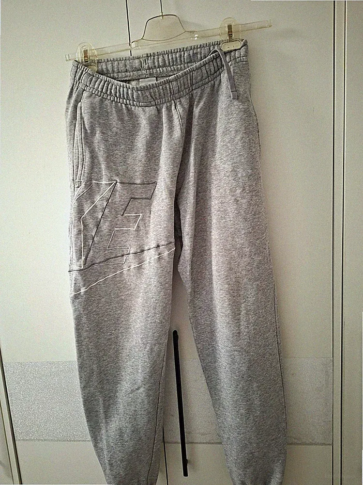 Nike Damen Jogginghose S Grau Baumwolle elastischer Bund Training