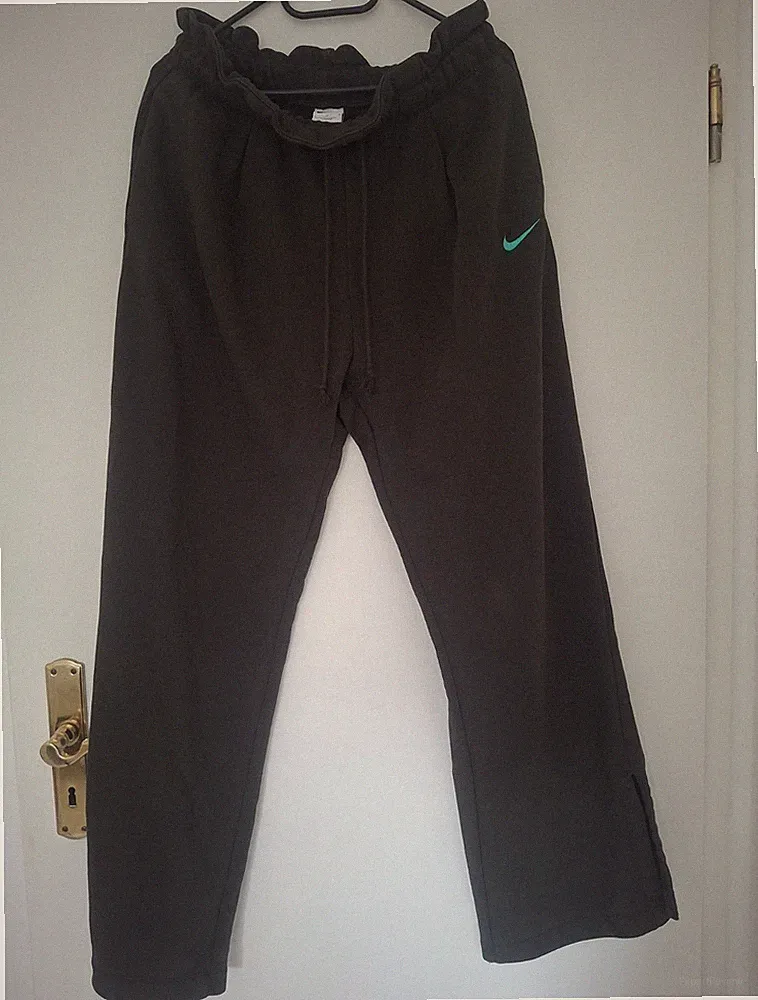 Nike Damen Jogginghose Schwarz/Khaki Gr. L Polyester mit Zugband, Logo