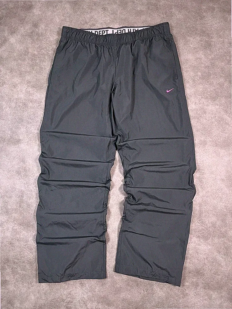 Nike Damen Trackpants Trainingshose Straight Leg Vintage 90s baggy Grau M