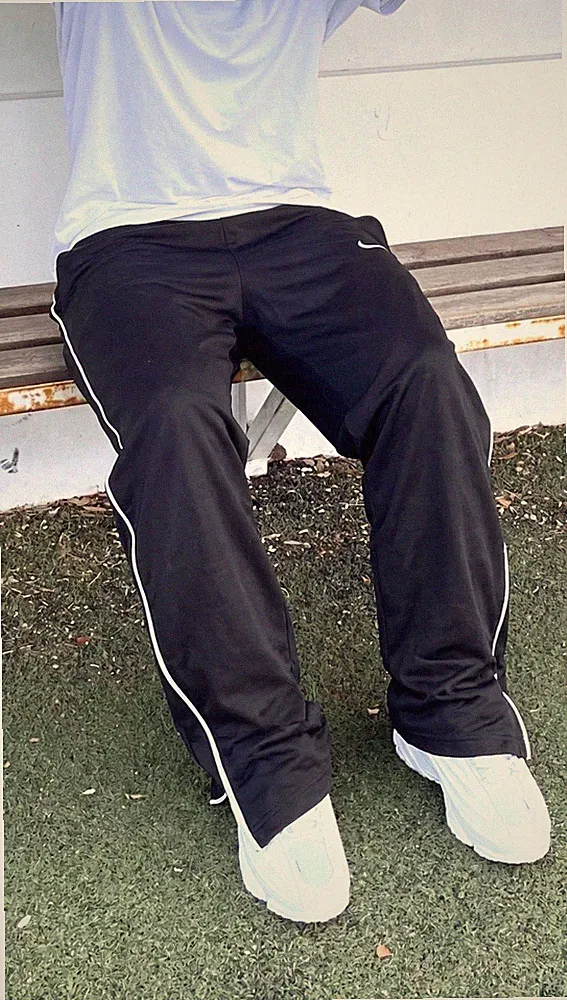 Nike Herren Jogginghose L Schwarz/Weiß Polyester, elastischer Bund, gerade