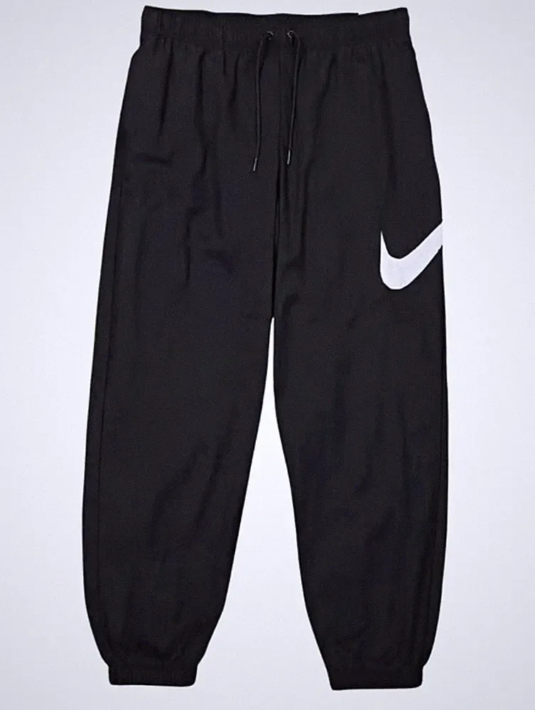 Nike Herren Jogginghose/Trainingshose Schwarz/Weiß M Swoosh elastischer Bund
