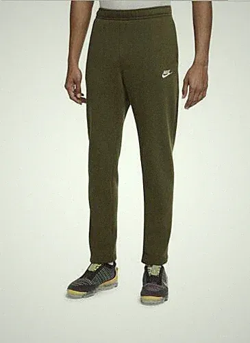 Nike Herren Sporthose Nike Club Fleece Olive/Weiß, Taschen, Kordel