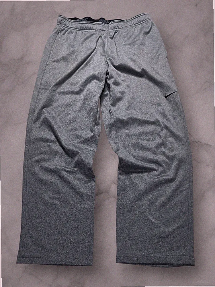 Nike Jogginghose Baggy Fit Größe XL Herren Trackpants Open Leg Grau