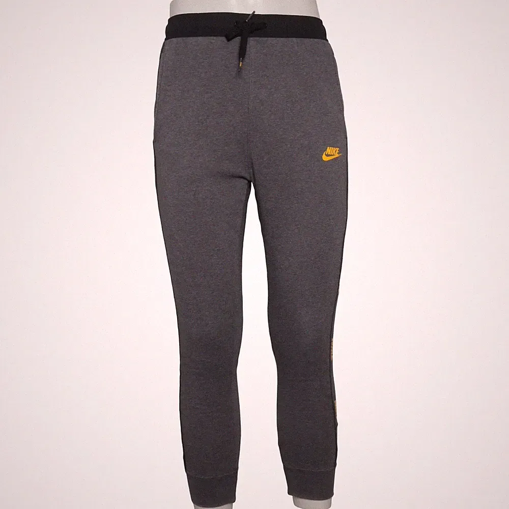 Nike, Jogginghose, Größe: XS, Grau/Schwarz/Gelb, Baumwolle/Polyester, Print #nBr