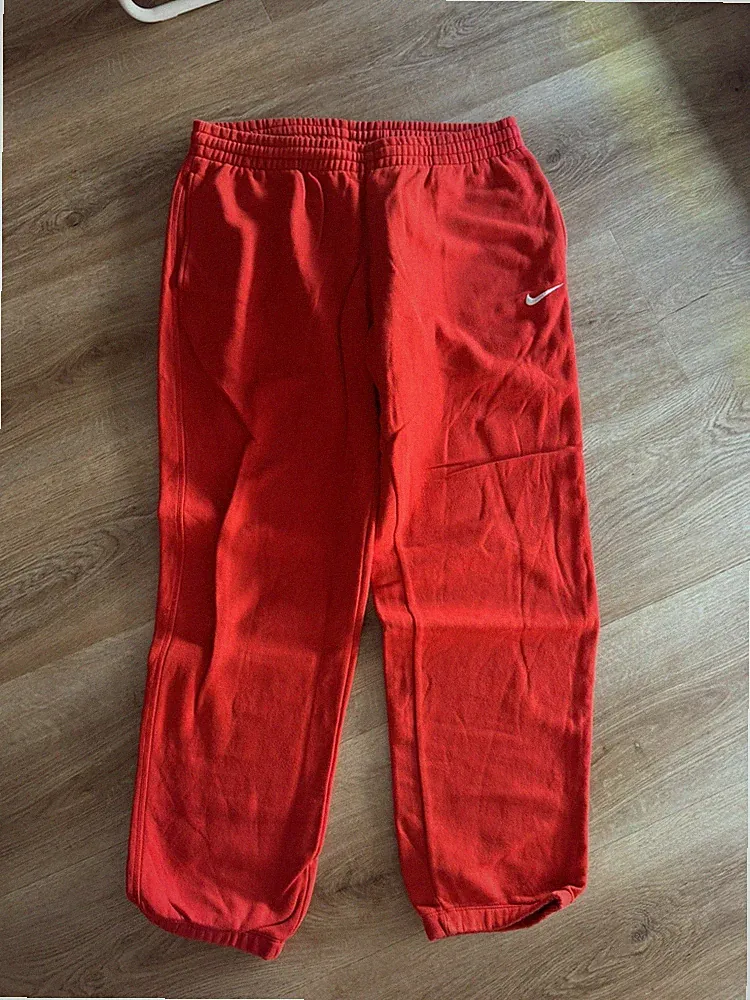 Nike Jogginghose Jogger Hose Sweatpant L Rot Logo Herren Locker weit Herrenhose