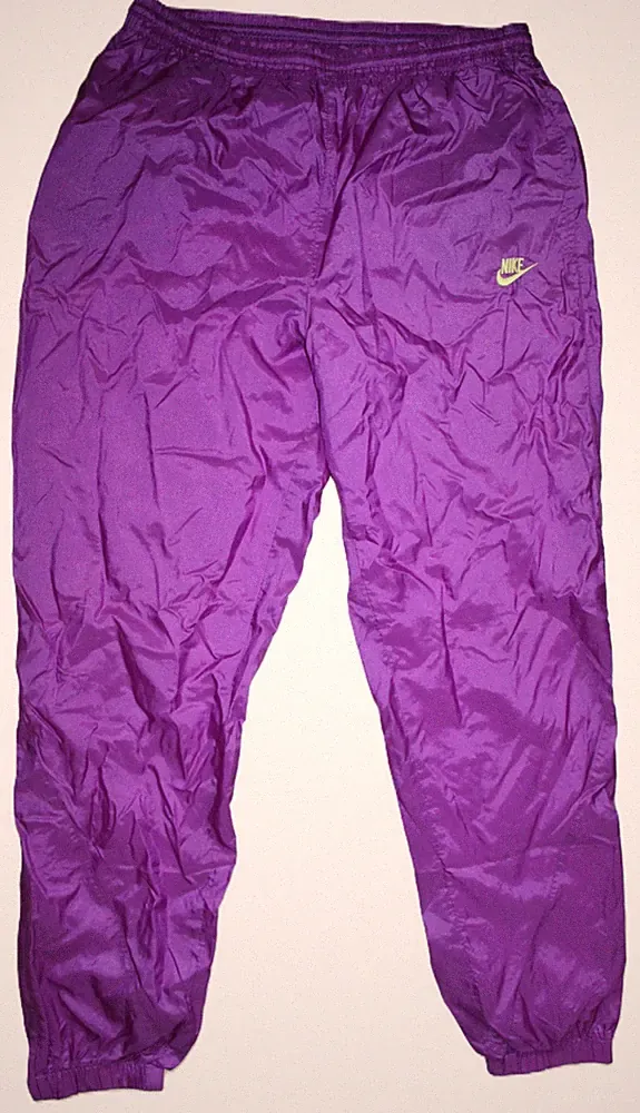Nike Nylon Jogginghose Gr M 90er Nylon Track Pants Sporthose Lila Logo