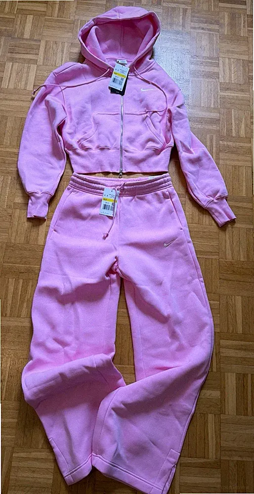 Nike Phoenix Hoodie & Fleece Wide Leg Jogginghose PINK ( S ) NEU