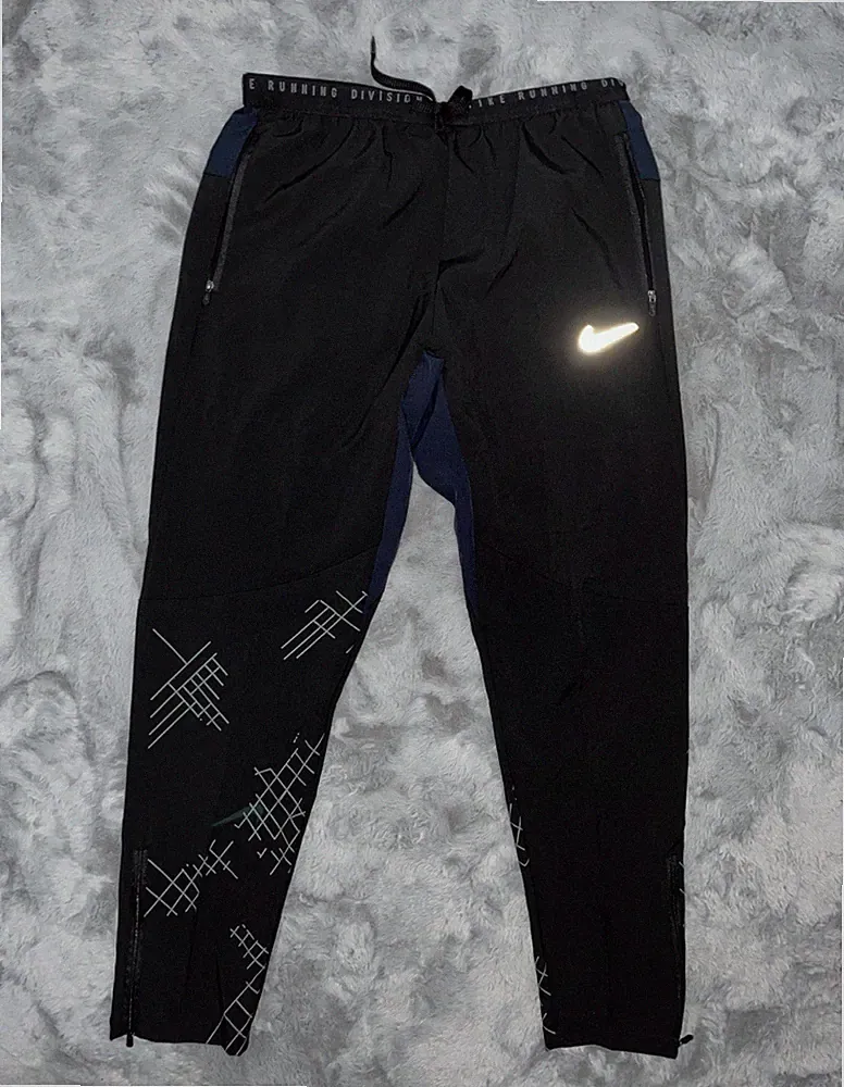 Nike Running Division Herren Jogginghose M Schwarz/Blau Reflektierend Logo