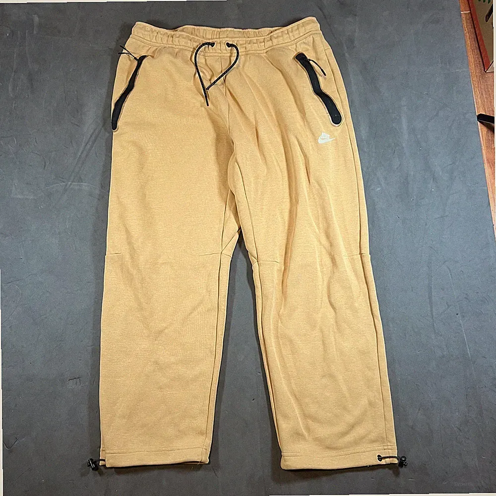 Nike Sportswear Tech Fleece Open Hem Sweatpants Jogger Mens XXL Gold Tan Baggy