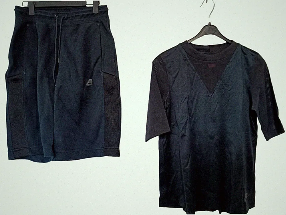 NIKE TECH Damen Jogginganzug Gr. S / 34 Set kurze Hose & Shirt Sport Pants