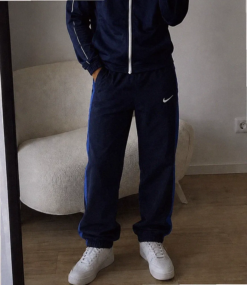 Nike Trainingshose Jogginghose Blau XL Vintage Track Pants Sporthose Herren