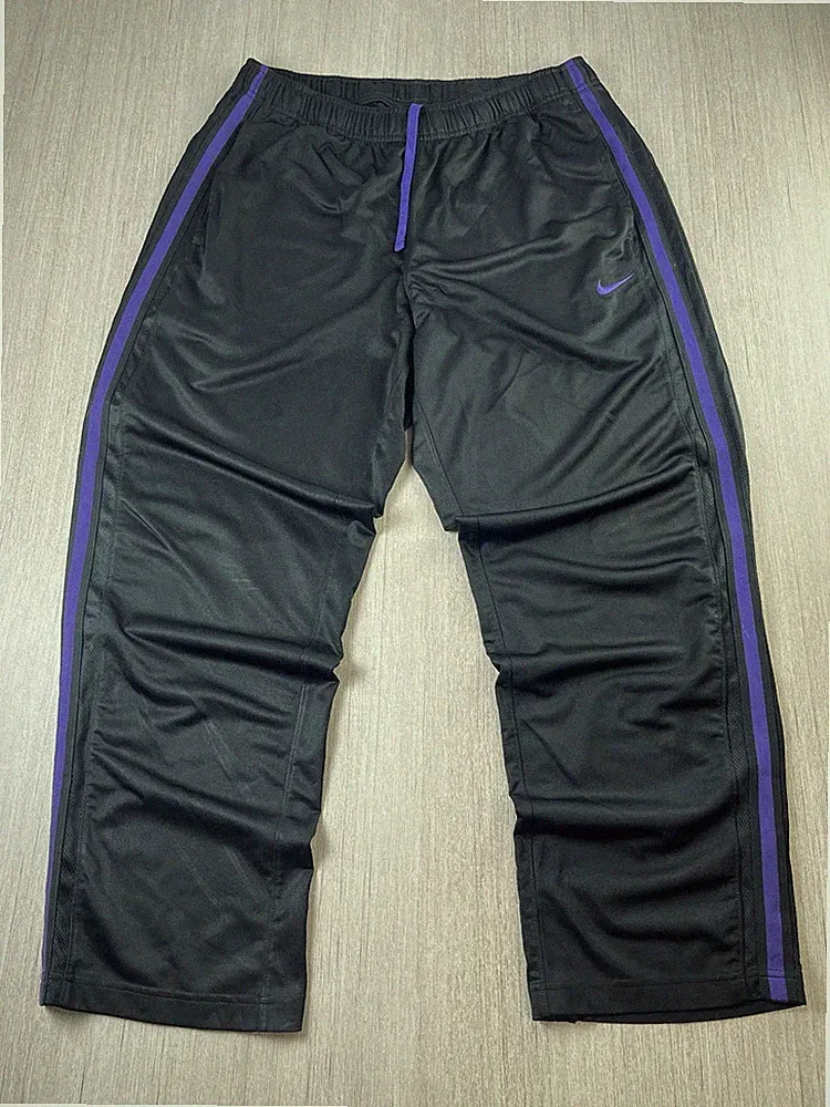 Nike Trainingshose XL schwarz lila Seitenstreifen Vintage Swoosh Baggy Herren Jogginghose