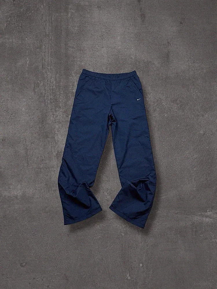 Nike Vintage Trackpants Blau S Nylon Baggy Open Leg Kleines Nike Zeichen