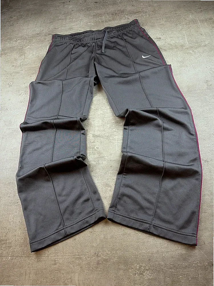 Nike Vintage Y2K Trainingshose Grau Pink Wide Leg Baggy Track Pants L