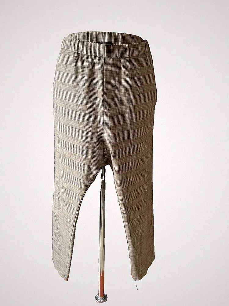 NILI LOTAN Harems Hose Jogging Style Braun Kariert Sommerschurwolle Gr. 4 38-40